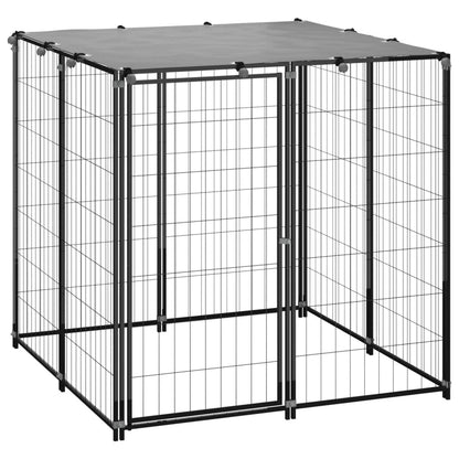 NNEVL Dog Kennel Black 110x110x110 cm Steel