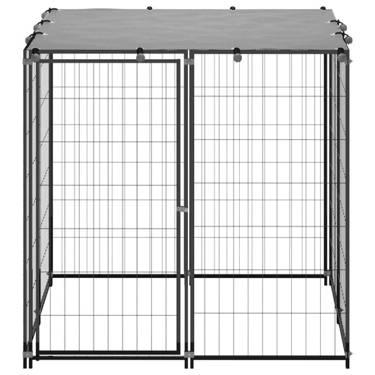 NNEVL Dog Kennel Black 110x110x110 cm Steel