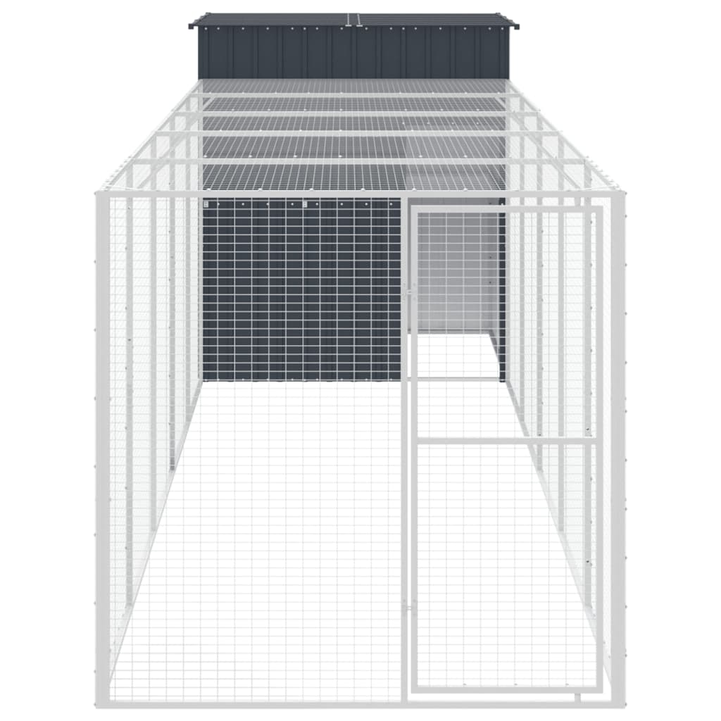 NNEVL Chicken Cage with Run Anthracite 165x659x181 cm Galvanised Steel