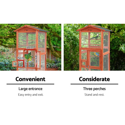 NNEDSZ Bird Cage Wooden Pet Cages Aviary Large Carrier Travel Canary Cockatoo Parrot XL