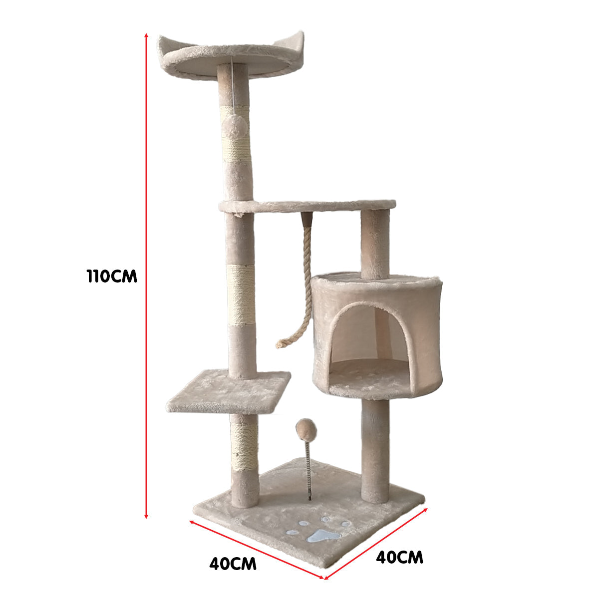 NNEDPE 110cm Cat Tree Scratching Post - Beige