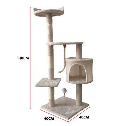 NNEDPE 110cm Cat Tree Scratching Post - Beige